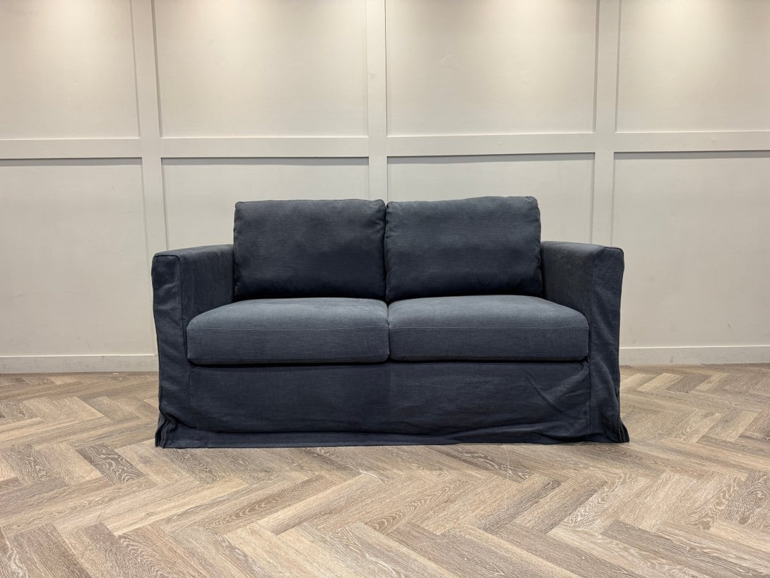 Loose Cover Medium 2 Seater Sofa, Cotton Linen Navy