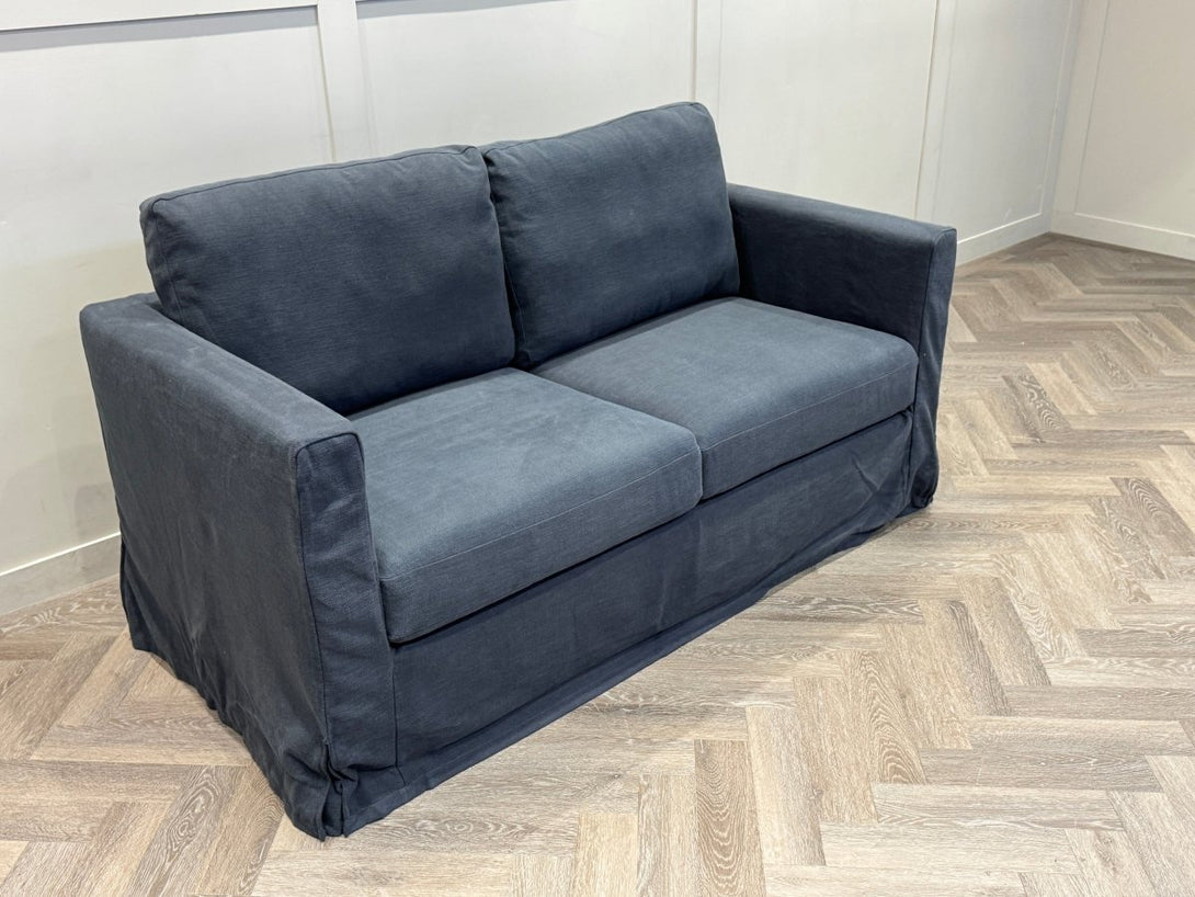 Loose Cover Medium 2 Seater Sofa, Cotton Linen Navy
