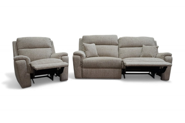 Lotus 3 Seater Sofa & Armchair, Manual Reclining, Chevron Biscuit