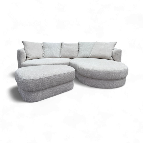 Lozenge 2.0 RHF Chaise End Sofa & Footstool, Twisted Boucle Putty