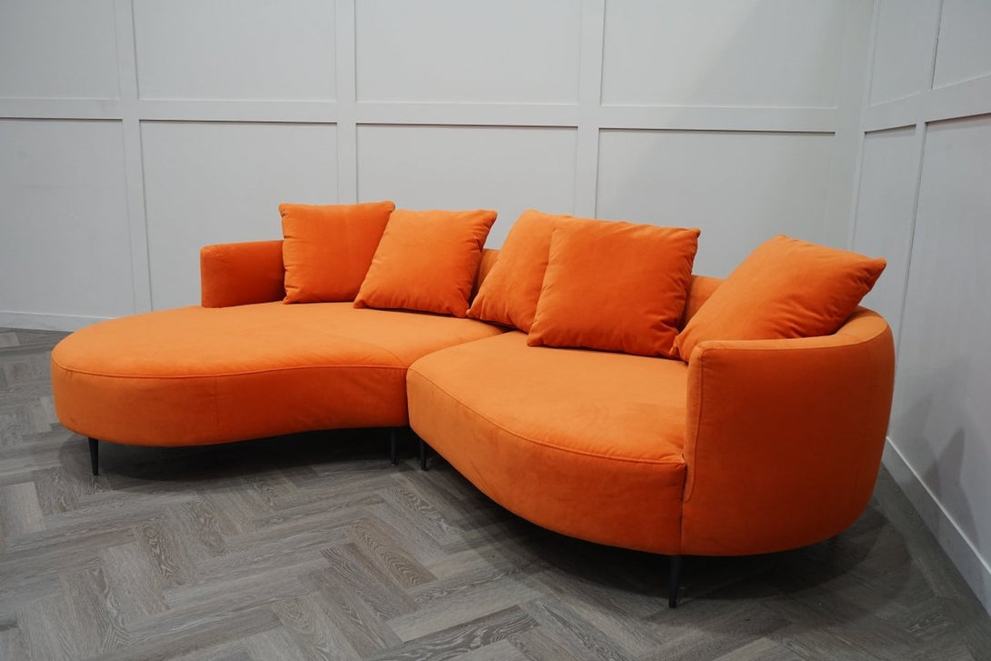 Lozenge Grand 5 Seater RHF Chaise End Sofa, Harriet Orange