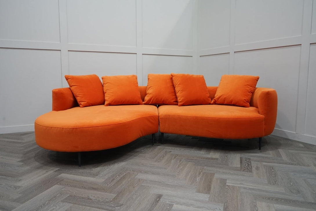 Lozenge Grand 5 Seater RHF Chaise End Sofa, Harriet Orange