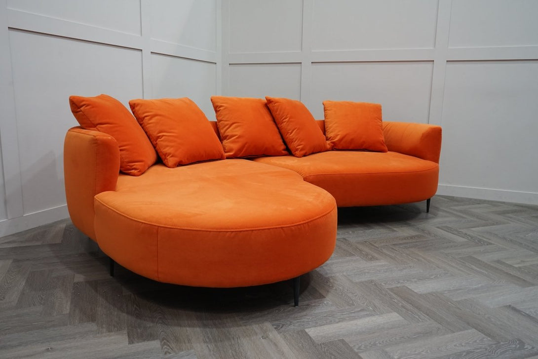 Lozenge Grand 5 Seater RHF Chaise End Sofa, Harriet Orange