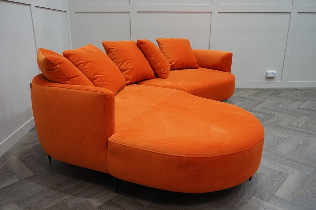 Lozenge Grand 5 Seater RHF Chaise End Sofa, Harriet Orange