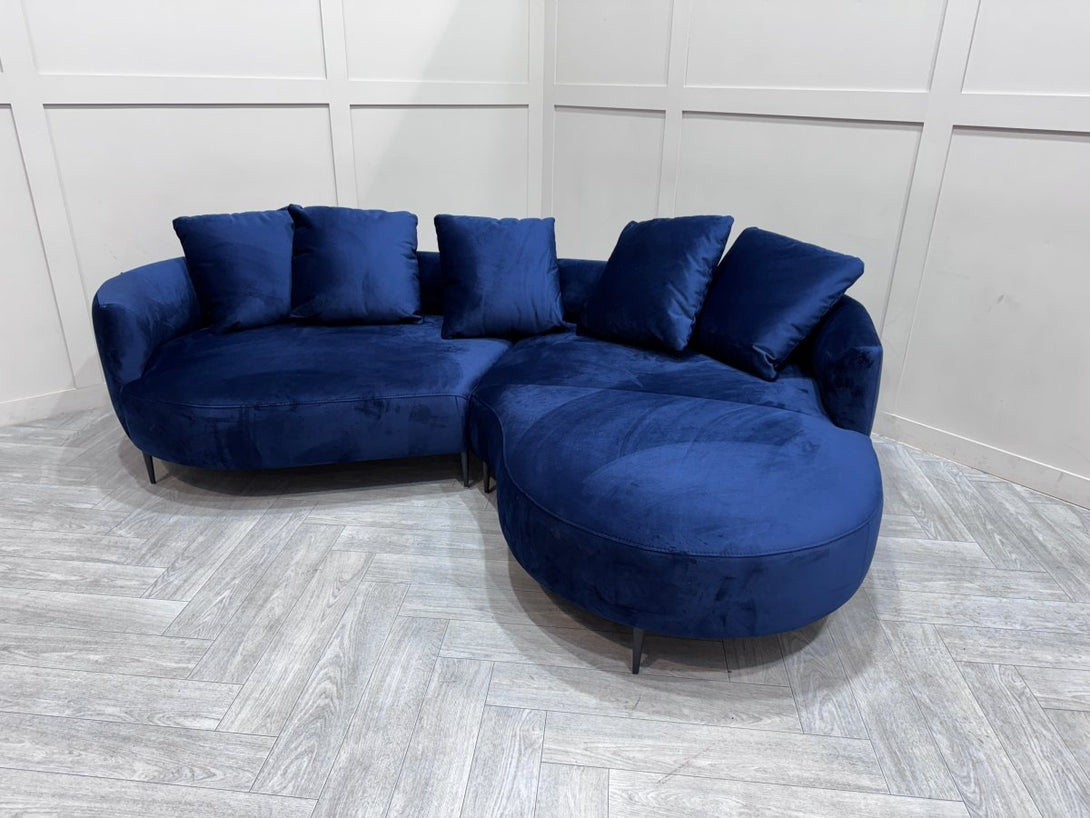 Lozenge Grand 5 Seater RHF Chaise End Sofa, Plush Velvet Navy