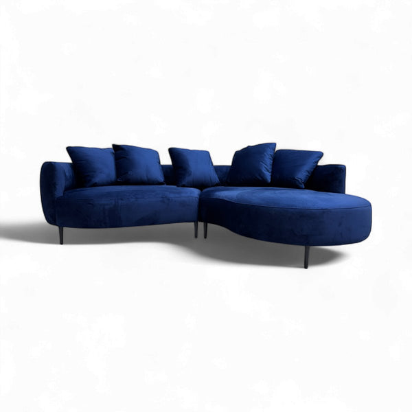 Lozenge Grand 5 Seater RHF Chaise End Sofa, Plush Velvet Navy