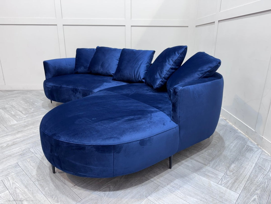 Lozenge Grand 5 Seater RHF Chaise End Sofa, Plush Velvet Navy