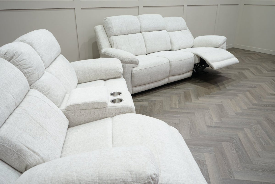 Lucius 3 + 2 Seater Power Recliner Sofas, Belfast Cream