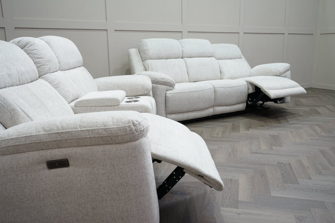 Lucius 3 + 2 Seater Power Recliner Sofas, Belfast Cream