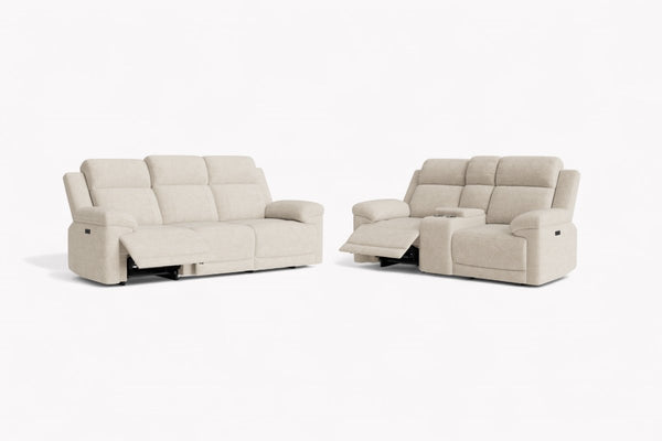 Lucius 3 + 2 Seater Power Recliner Sofas, Vespa Cream