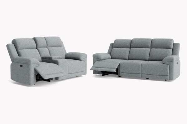 Lucius 3 + 2 Seater Power Recliner Sofas, Vespa Grey