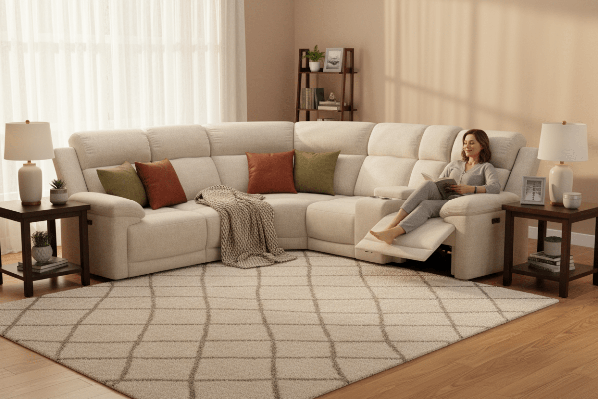 Lucius Power Reclining Modular Corner Sofa, Vespa Cream