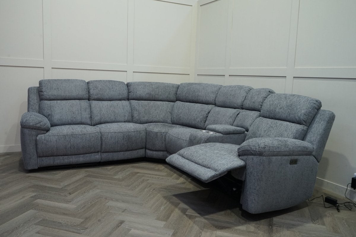 Lucius Power Reclining Modular Corner Sofa, Vespa Grey