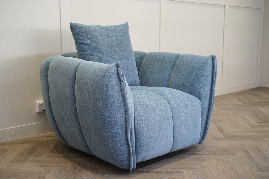 Lunar Swivel Armchair, Ocean Blue Chenille