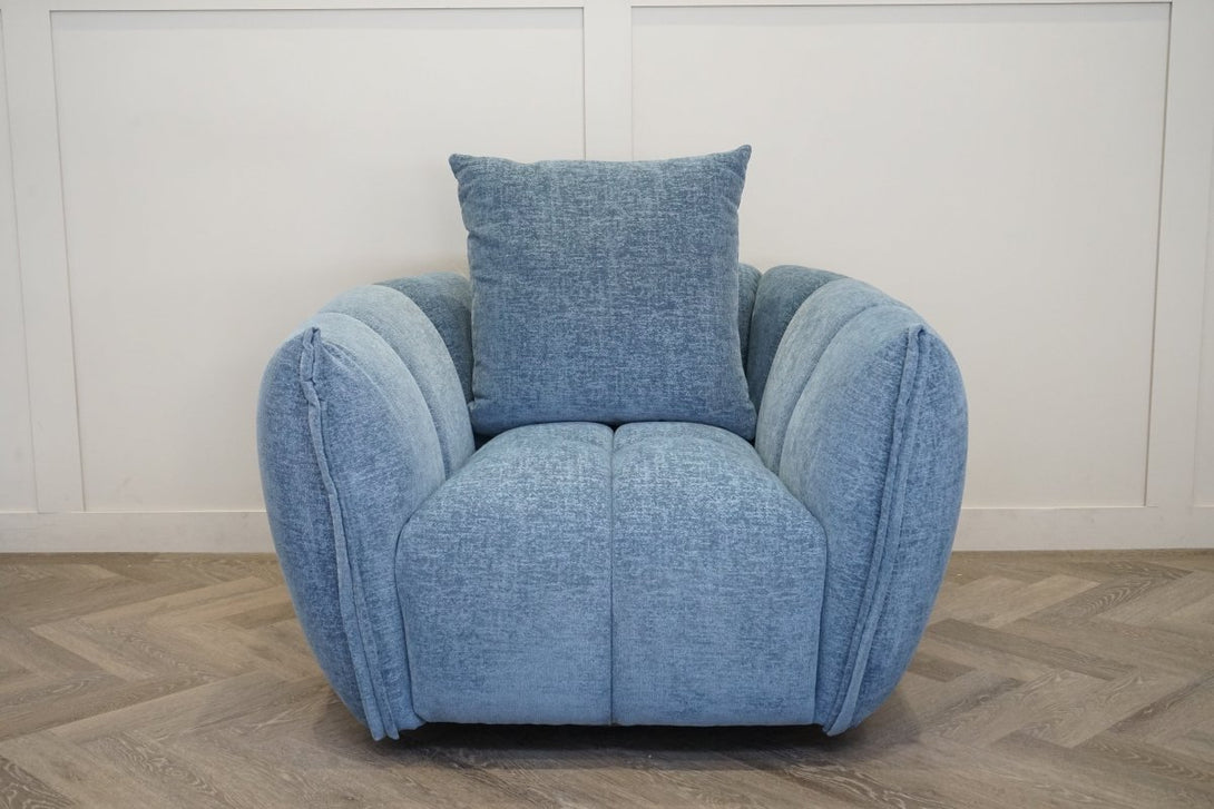 Lunar Swivel Armchair, Ocean Blue Chenille