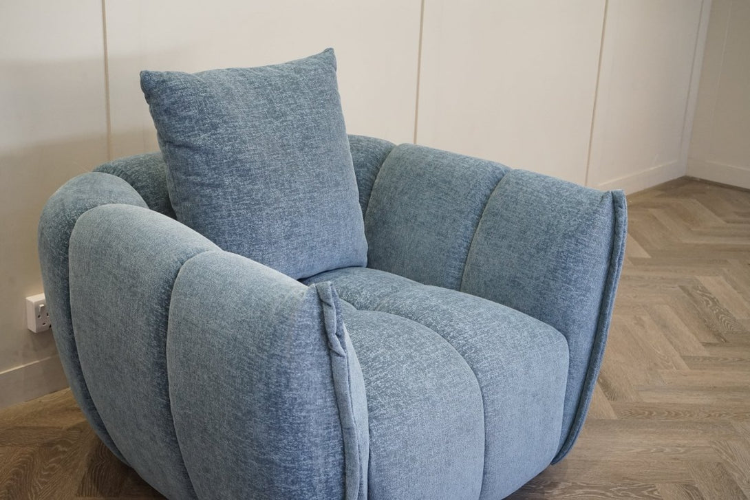 Lunar Swivel Armchair, Ocean Blue Chenille