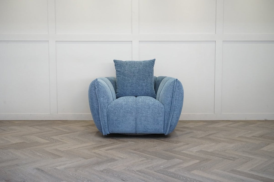 Lunar Swivel Armchair, Ocean Blue Chenille