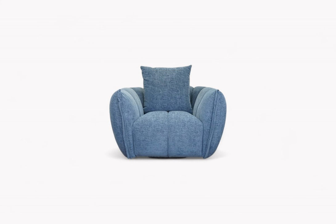 Lunar Swivel Armchair, Ocean Blue Chenille