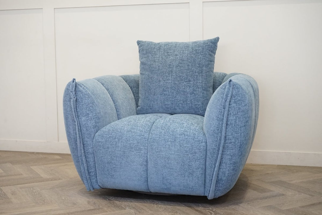 Lunar Swivel Armchair, Ocean Blue Chenille