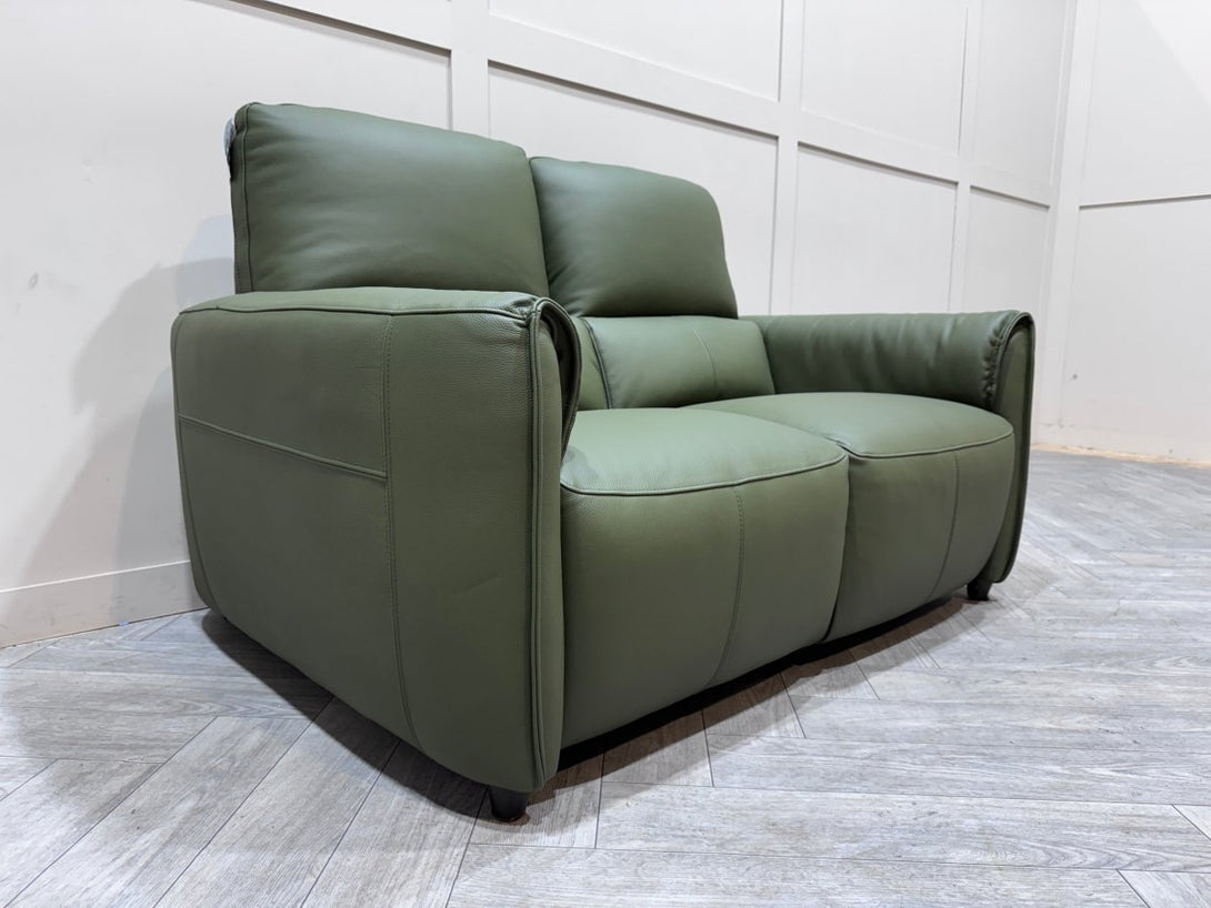 Maddox 2 Seater Leather Sofa, Olive Green