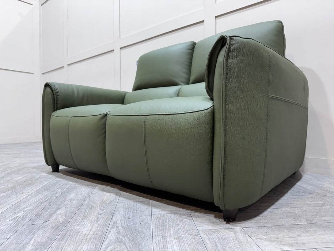 Maddox 2 Seater Leather Sofa, Olive Green