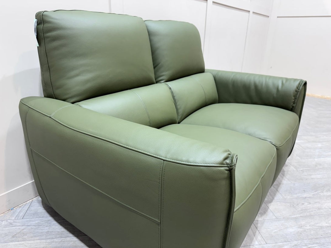 Maddox 2 Seater Leather Sofa, Olive Green