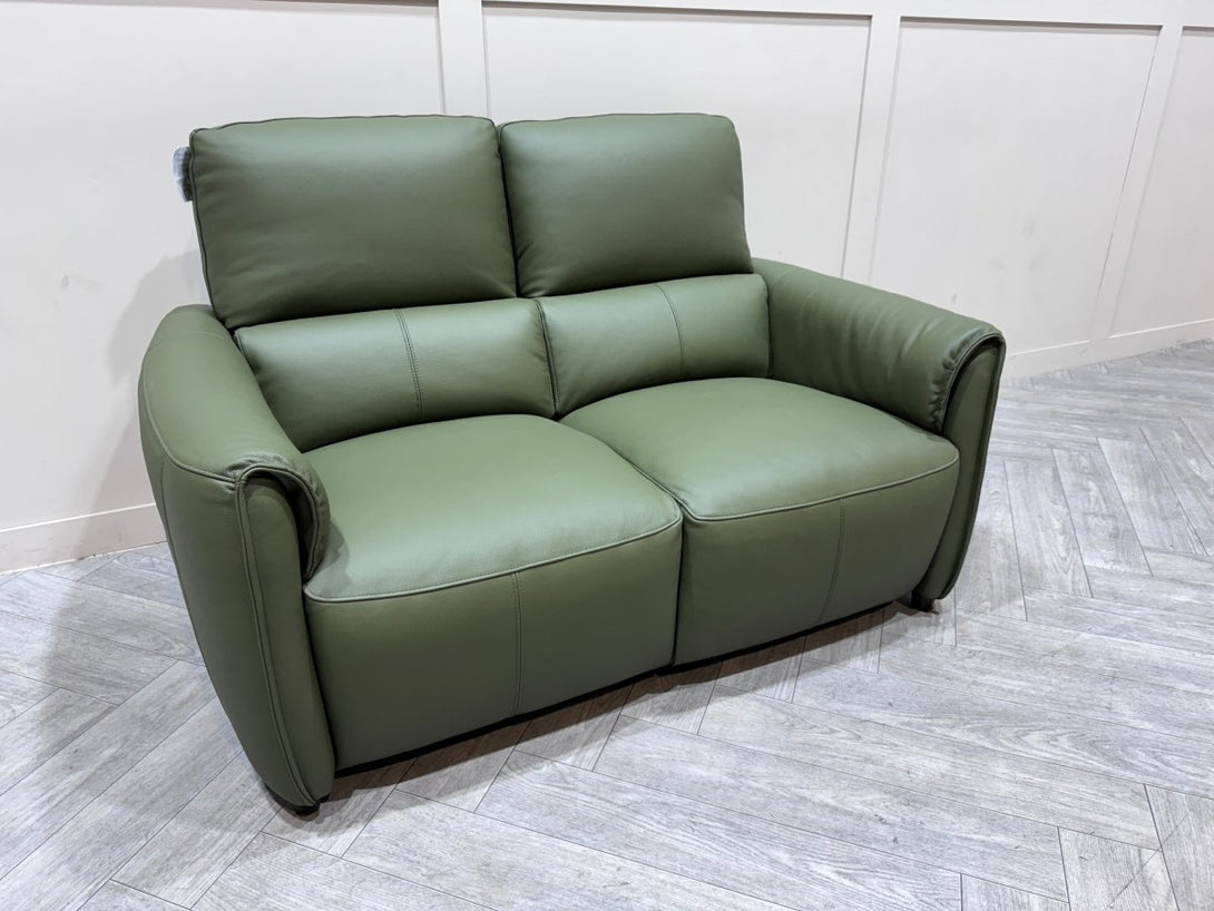 Maddox 2 Seater Leather Sofa, Olive Green