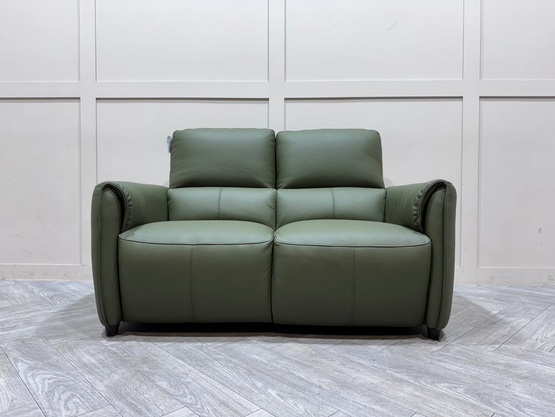 Maddox 2 Seater Leather Sofa, Olive Green