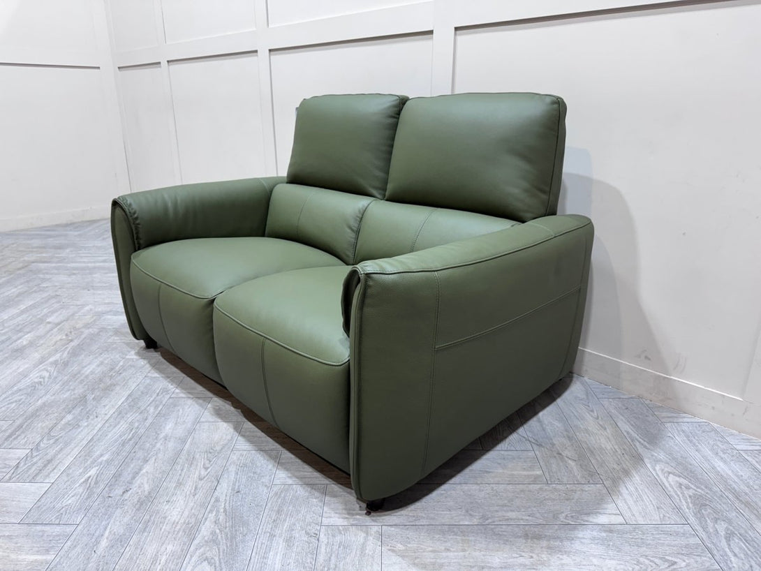 Maddox 2 Seater Leather Sofa, Olive Green