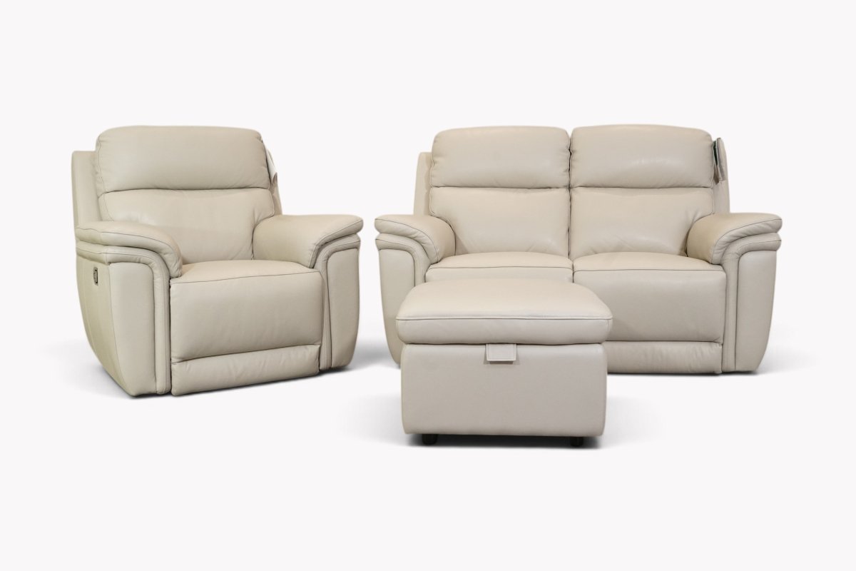 Maer 2 Seater Sofa & Armchair, Manual Recliner, Macadamia Moon White