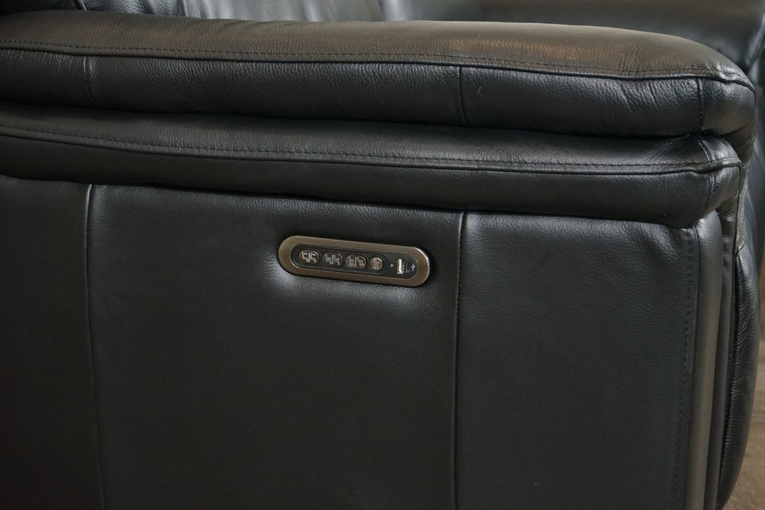 Maer 3+1+1 Seater Reclining Sofa Set, Black Leather