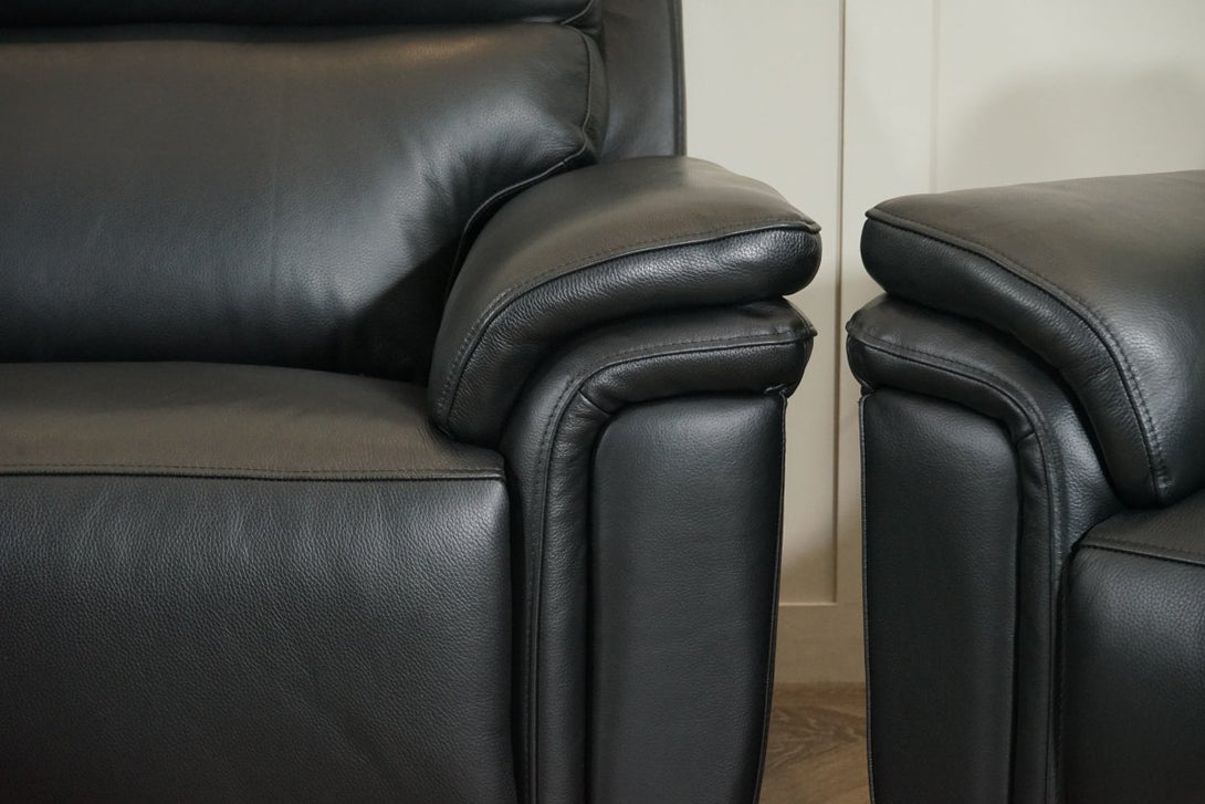 Maer 3+1+1 Seater Reclining Sofa Set, Black Leather