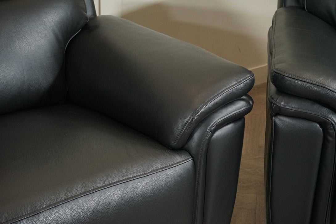 Maer 3+1+1 Seater Reclining Sofa Set, Black Leather