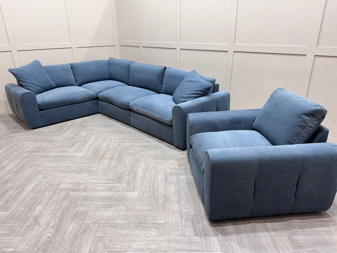 Maine Large Modular Corner Sofa & Armchair, Nantes Blue