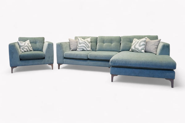 Manor Large RHF Corner Chaise & Armchair, Dusky Jade