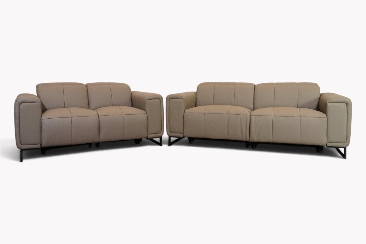 Marella 3 & 2 Seater Power Reclining Sofa Set, Grey Leather