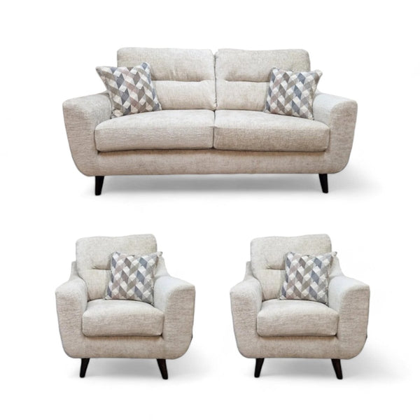 Marina 3 Seater Sofa & 2 Armchairs, Olivia Fabric, Ivory