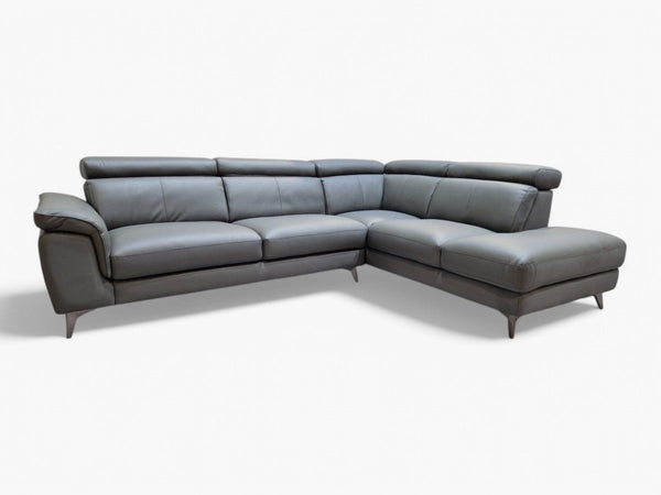 Mateara Large RHF Corner Chaise Sofa, Grey Leather