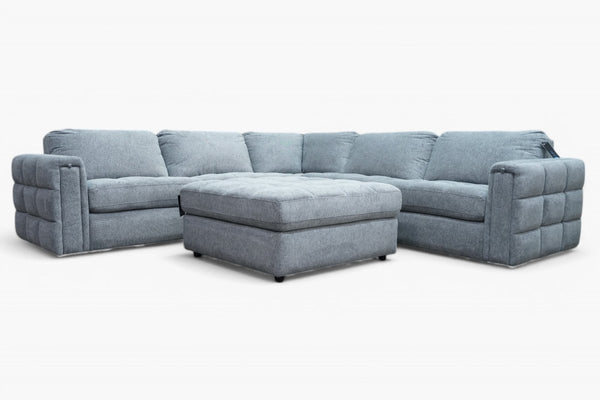 Mavam Large Modular Corner Sofa & Footstool, Light Grey