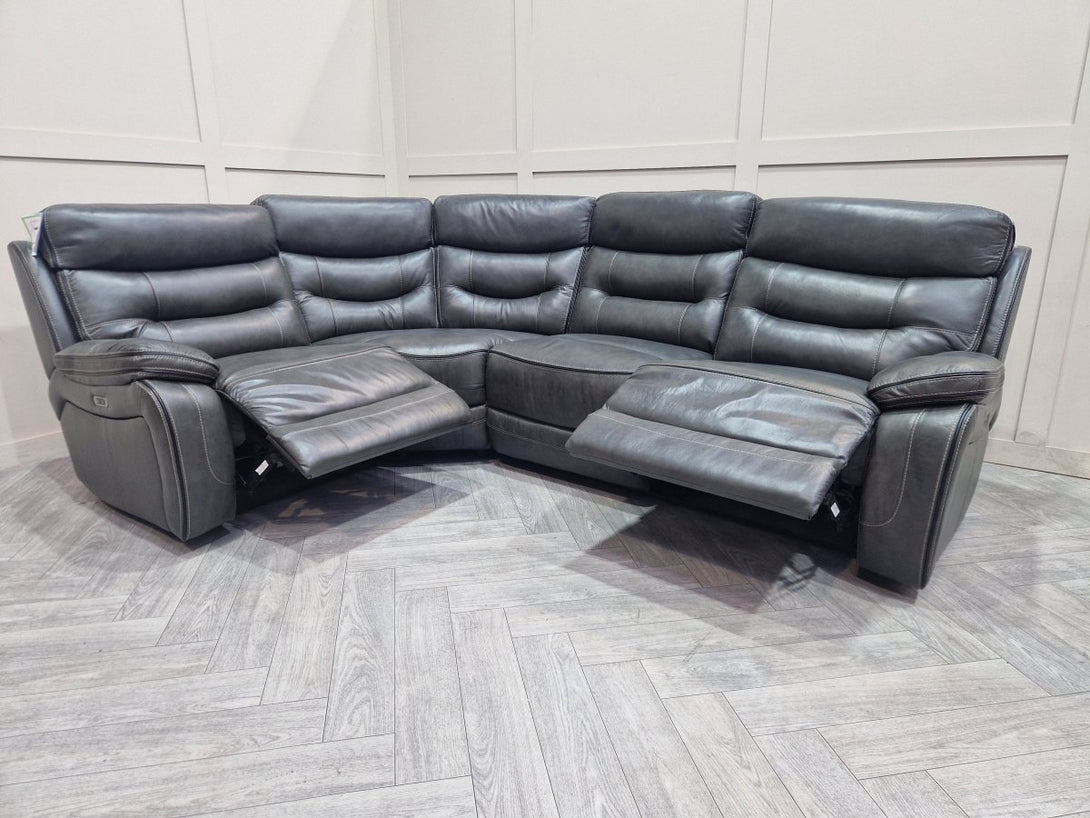 McKinley Large Electric Reclining Corner, Grey Leather