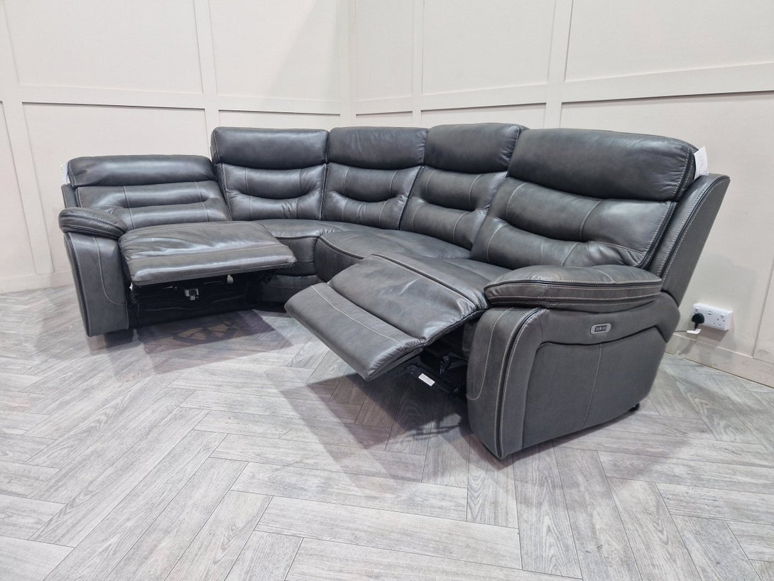 McKinley Large Electric Reclining Corner, Grey Leather