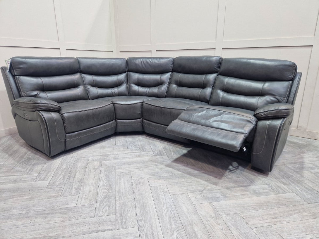 McKinley Large Electric Reclining Corner, Grey Leather