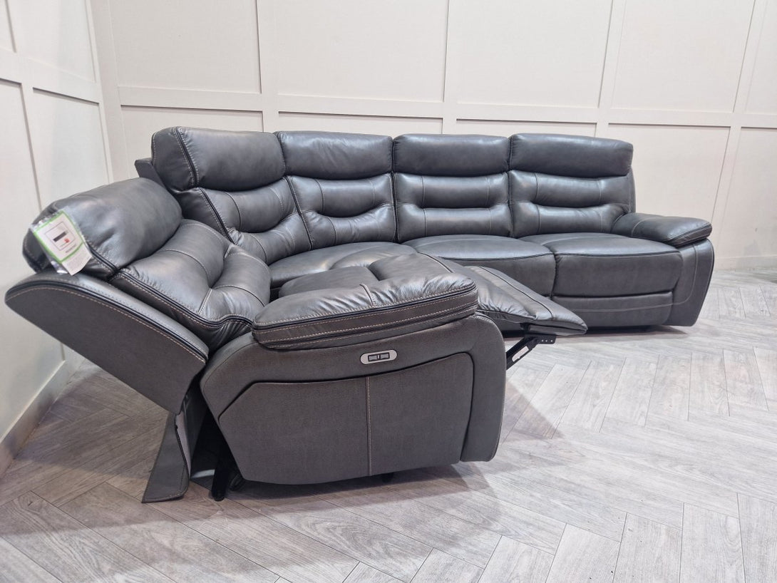 McKinley Large Electric Reclining Corner, Grey Leather