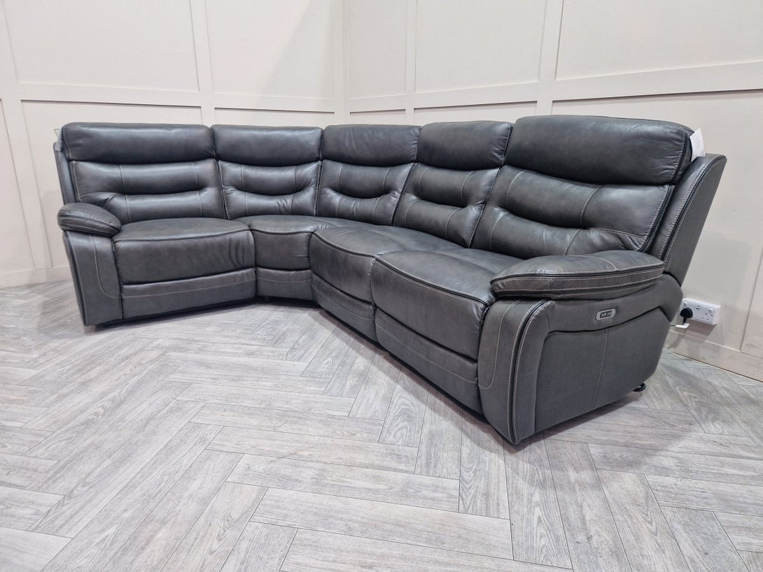 McKinley Large Electric Reclining Corner, Grey Leather