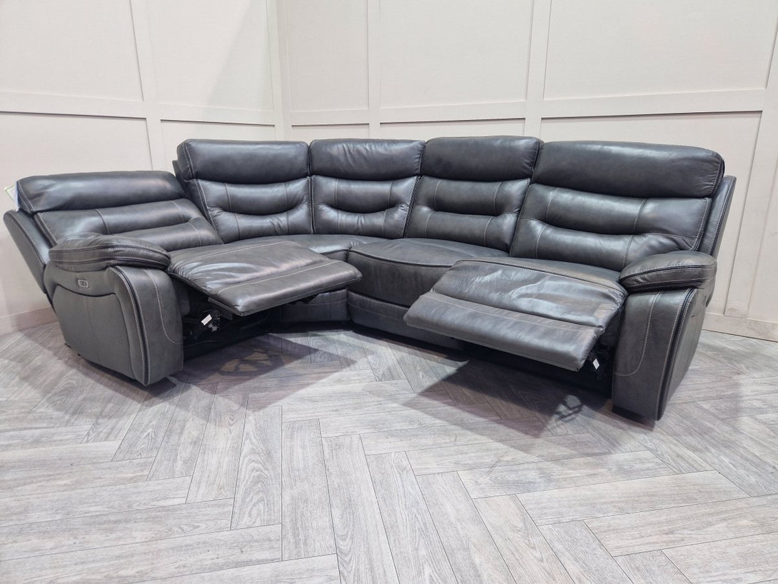 McKinley Large Electric Reclining Corner, Grey Leather