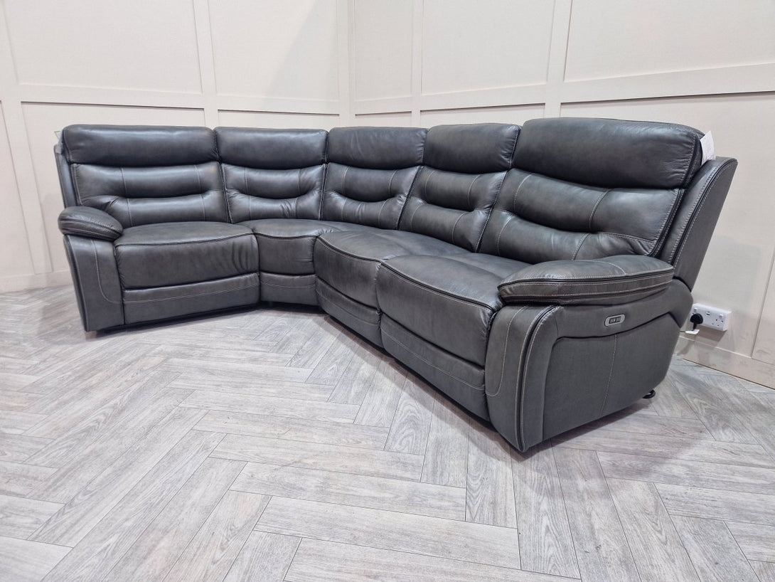 McKinley Large Electric Reclining Corner, Grey Leather