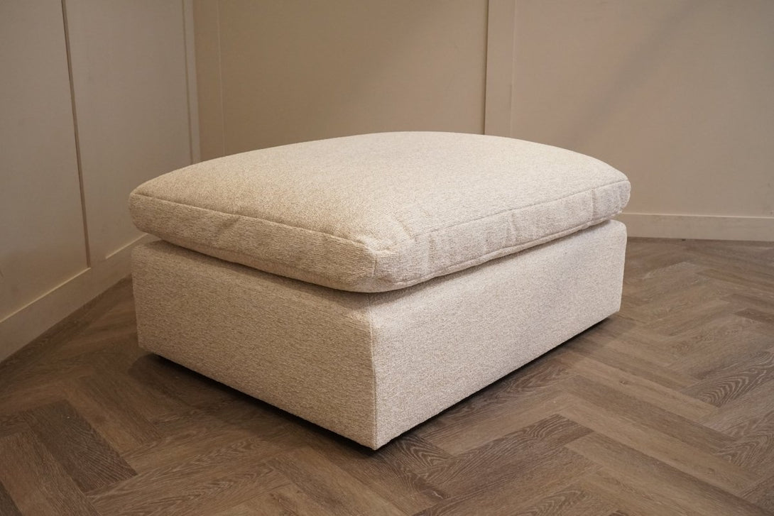 Mellow Footstool, Easy Clean Soft Boucle Natural