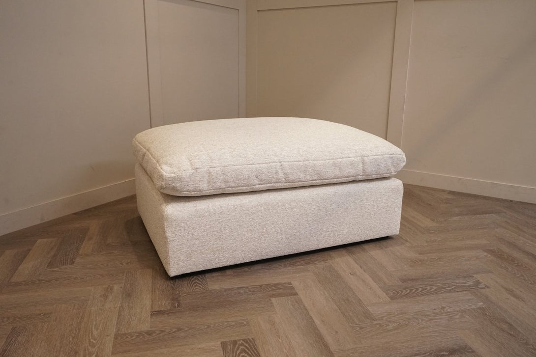 Mellow Footstool, Easy Clean Soft Boucle Natural