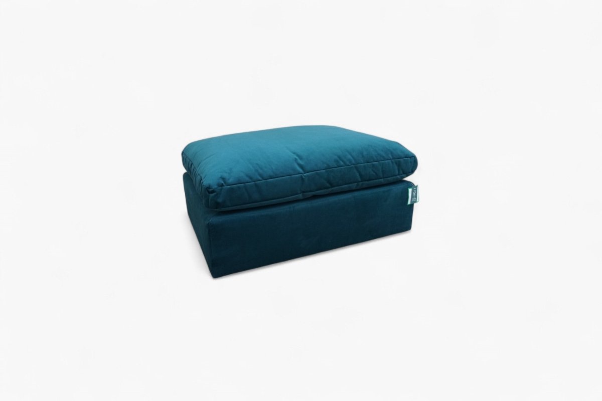 Mellow Footstool, Plush Velvet Teal