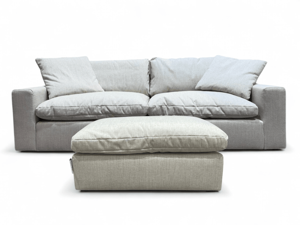 Mellow Grand 4 Seater Sofa & Footstool, Aquaclean Matilda Natural